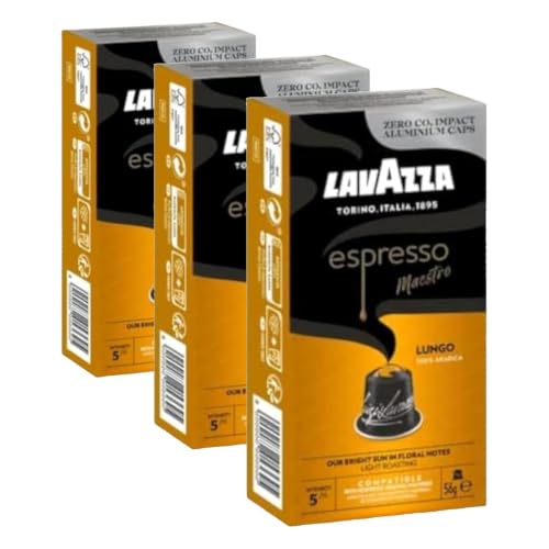 Image of Lavazza Espresso Maestro Lungo, Aluminium Nespresso Compatible Coffee Capsules | Pack Of 30 | Intensity 5 | 56 Gram