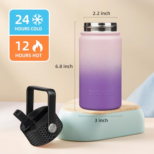 Image of BJPKPK Insulated Water Bottle, 15oz Stainless Steel with Straw Lid