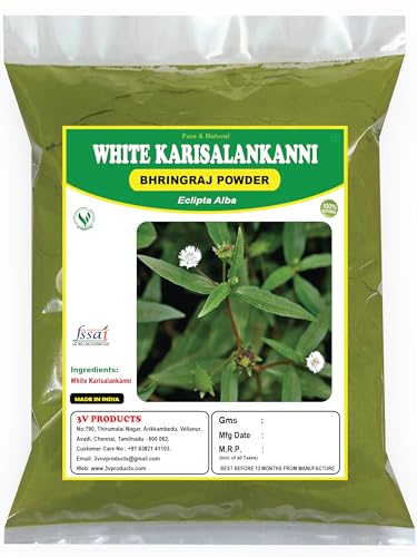 3V PRODUCTS Karisalankanni Bhringraj Powder 100G | Bharangraj | Eclipta Alba Powder