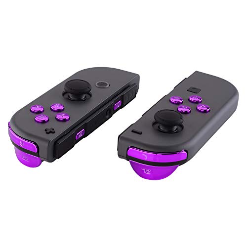 eXtremeRate Tasti Ricambio per Nintendo Switch/OLED Joycon, Pulsanti Direzionali ABXY Trigger Grilletto Pezzi Kit per Controller Joystick con Cacciaviti,Senza Joycon-Viola Cromo