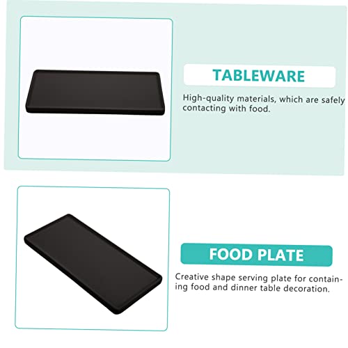 Plato rectangular negro mate de cerámica estilo japonés miniatura 6