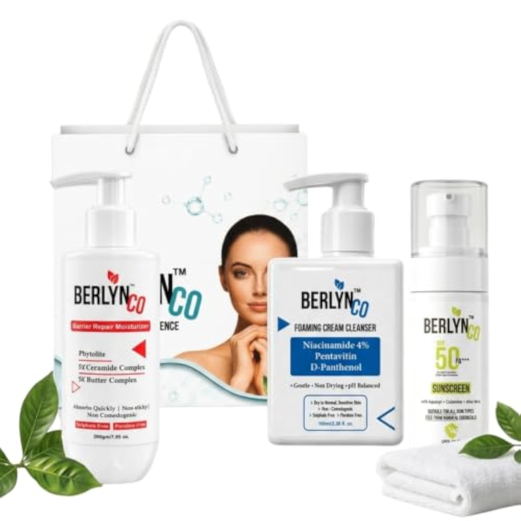 Skin Barrier Care Gift Set, Cleanser, Moisturizer & SPF 50