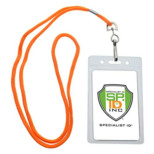Porte-badge ID vertical orange avec cordon par Specialist ID lot de 25