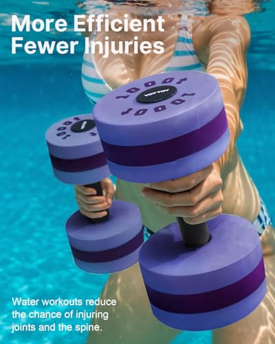 YOTTOY Water Dumbbells for Pool Exercise,Foam Aquatic Dumbbells for Water Aerobics,Resistance Training & Physical Therapy,Pool Weights for Water Workouts,Aqua Fitness,Set of 2 (Purple)