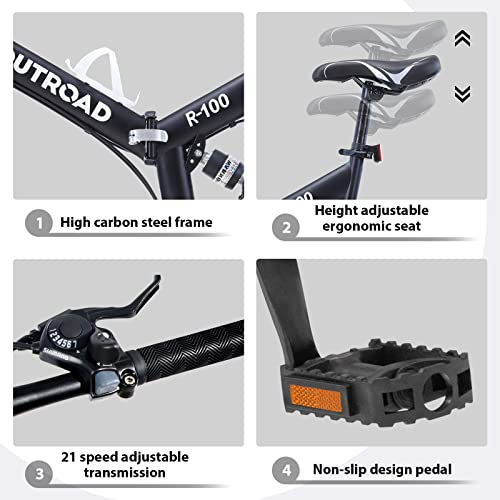 26 ich Folding Mountain Bike, 21 Speed High Carbon Steel