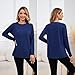 Ecavus Women's Nursing Shirts for Breastfeeding with Hidden Zipper Long Sleeve Front Seams Comfortable Nursing Tops Navy