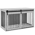 PawHut Dog Crate Furniture, Dog House Furniture Style for Extra Large Dogs, Dog Kennel with Removable Cushion for Indoor Use, 118 x 60 x 73 cm, Grey