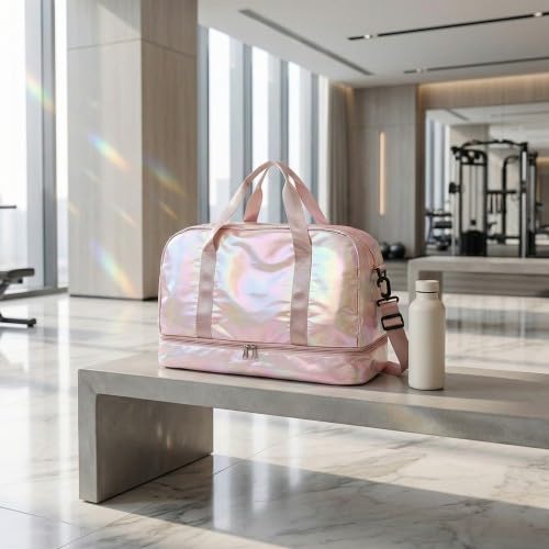 Borsone Palestra Donna con Scomparto Scarpe e Tasca Umida, Grande Borsa da Viaggio Impermeabile 40L, Borsone Sportivo per Piscina Yoga e Borsa Ospedale Parto, Bagaglio a Mano Leggero con Tracolla