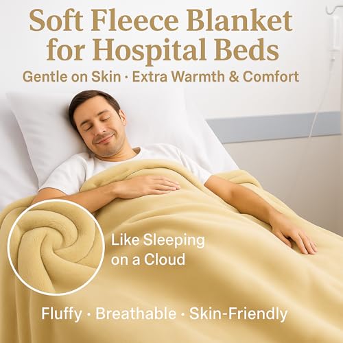 Image of Care Bed Sheets Set 4 Pcs - 36 inchx80 inch Fitted Sheet, Flat Sheet, Pillowcase & Blanket - Twin XL Hospital Style Sheets for Home or Adjustable Beds(Khaki)