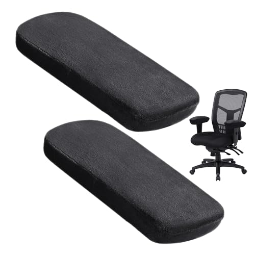 KSBBHDS 2 Stück Bürostuhl-Armlehnenpolster, Büro-Ellenbogenkissen, Gaming-Stuhl-Armlehnenbezüge, rutschfeste Armlehnenpolster, Ellenbogenkissen, Bürozubehör (Schwarz)