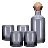 Tuut, Linha Vidro, Jogo de Garrafa com Tampa e 4 Copos Ônix, Preto, 1,17L e 250ml