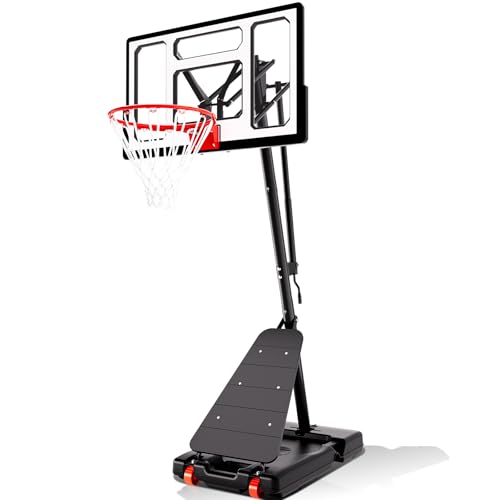 Image of AWII SPORT Basketball Hoop Outdoor 40&44&48 Inch Impact Backboard, 5.3-10FT Height Adjustable Basketball Hoop Goal System with Portable Wheels for Adults