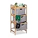 Relaxdays Wäschesortierer Bambus, 3 herausnehmbare Fächer, Bad & Schlafzimmer, Regal, HBT: 96 x 44 x 34,5 cm, natur/grau