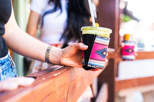 Image of ZipSip NONMAGNET - Adjustable All-In-One Coozie with Zippers for Cans, Bottles, Slim Cans, Pint Glasses, Party Cups, Coffee - Can Cooler - Insolated Neoprene Sleeve - Serape, Medium