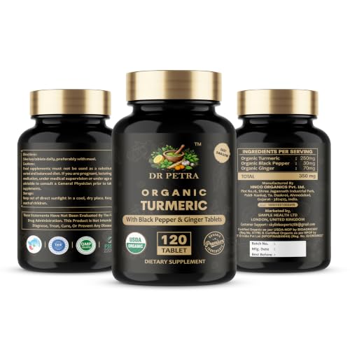 Image of Turmeric Curcumin Tablets with Black Pepper & Ginger Root extract | High Strength Turmeric Supplement | Natural Antioxidant Support | Joint & Immunity Support | 120 Tablets