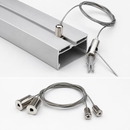 Image of Adjustable Steel Suspension Mounting Kit for LED Ceiling Lights 1m