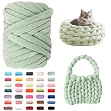 Fhlprte Armstricken Wolle 500g/16m, Dicke Wolle Garn,wolle zum armstricken Chunky Yarn Schlauchgarn Häkelwolle Isländische für Anfänger, Decken, Tasche, Handstrickgarn (Smaragdgrün)