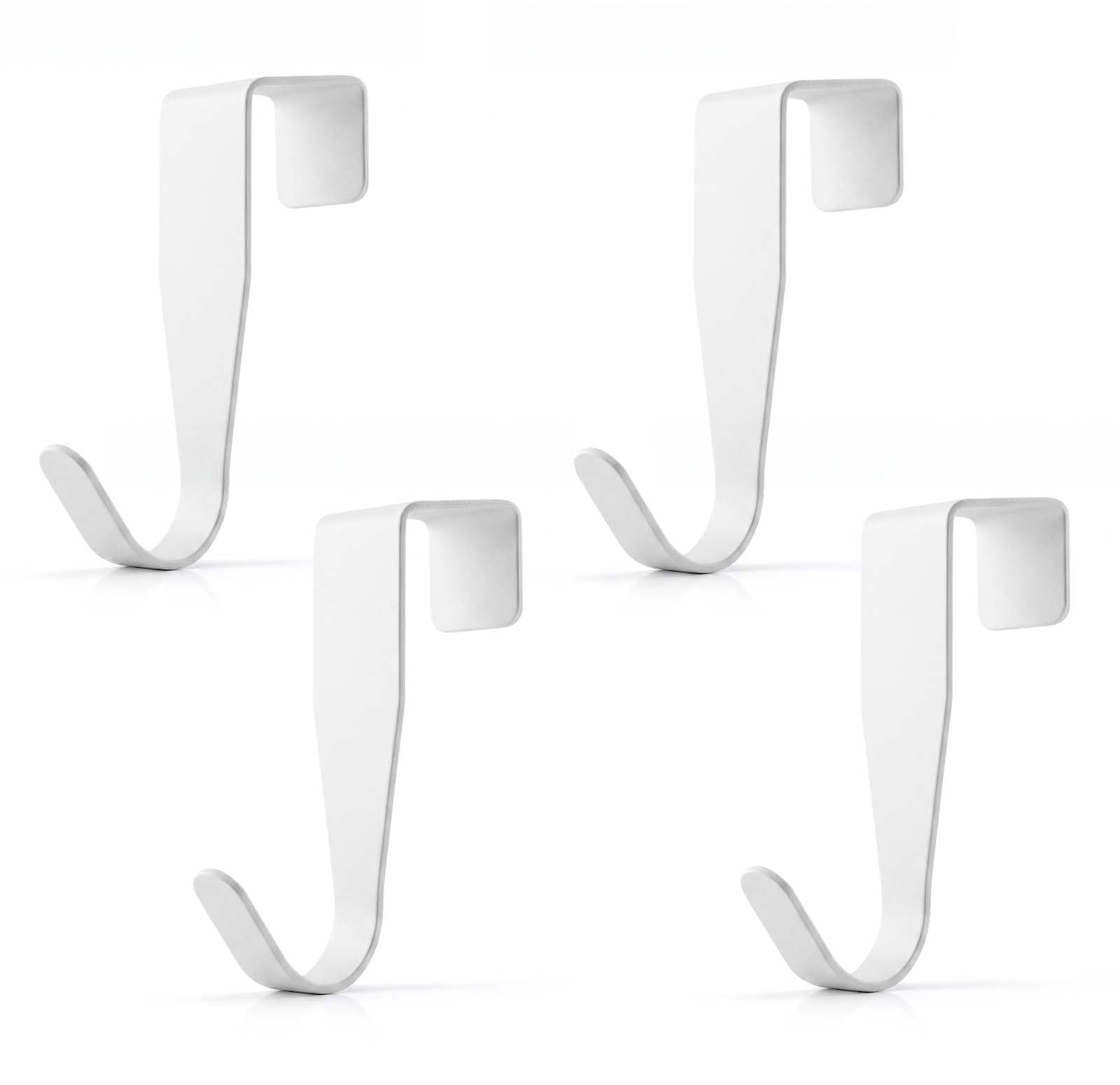 8 Ganci Porta Bianchi da Appendere, Attaccapanni da Porta e Ganci Appendiabiti Senza Forare, Ganci per Porta in Acciaio al Carbonio per Ante e Porte fino a 2 cm