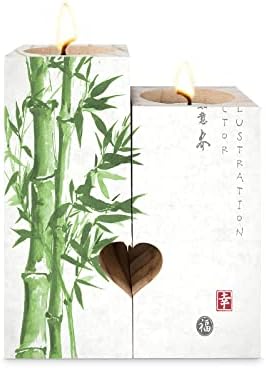 Candle Holder, Chinese Bamboo Candle Holders, Heart Shaped Candlestick Holders, Wooden Candle Holder for Living Room Decor Wedding, Personalized Gifts
