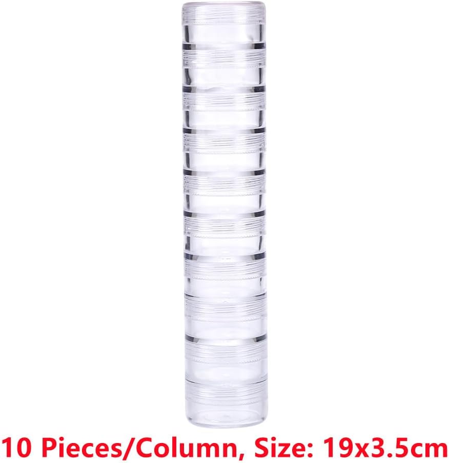 BAOFALI 100 PCS Stackable Plastic Containers, Clear Storage Box Round Organizer Jars for Beads, Buttons, DIY Art CraftJewelry Nail Accessory (919x3.5cm/ 7.5X.5inch)