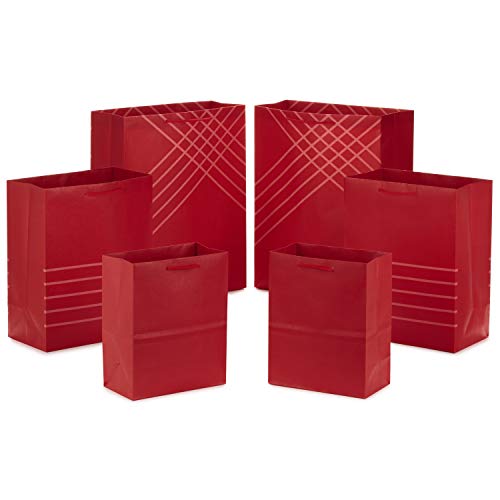 Hallmark Red Gift Bags in Assorted Sizes (Pack of 6: 2 Medium 9