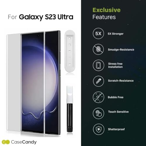 Image of Casecandy - Tempered Glass For Samsung S23 Ultra 5G | Tempered Glass Screen Protector for Galaxy S23 Ultra - HD /Fingerprint Working /9H Hardness