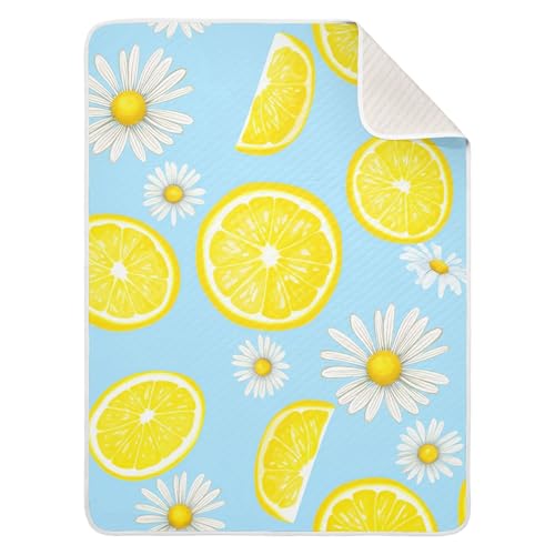 Burbuja Lemons Baby Blanket for Boys Girls, Nursery Soft Warm Swaddling Receiving Baby Blankets, 30x40 in Toddler Blanket