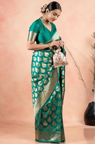 Image of Subham Saree for Woman Silk Cotton Kanjivaram | Soft Daily Wear Golden Zari Sari with Jacquard Blouse Piece