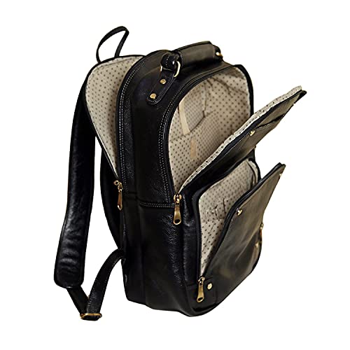 Image of RICHSIGN LEATHER ACCESSORIES Genuine Leather Laptop Backpack Bag For Men And Women, College, Office, Travel Use | 15.6 Inch Laptop Compartment