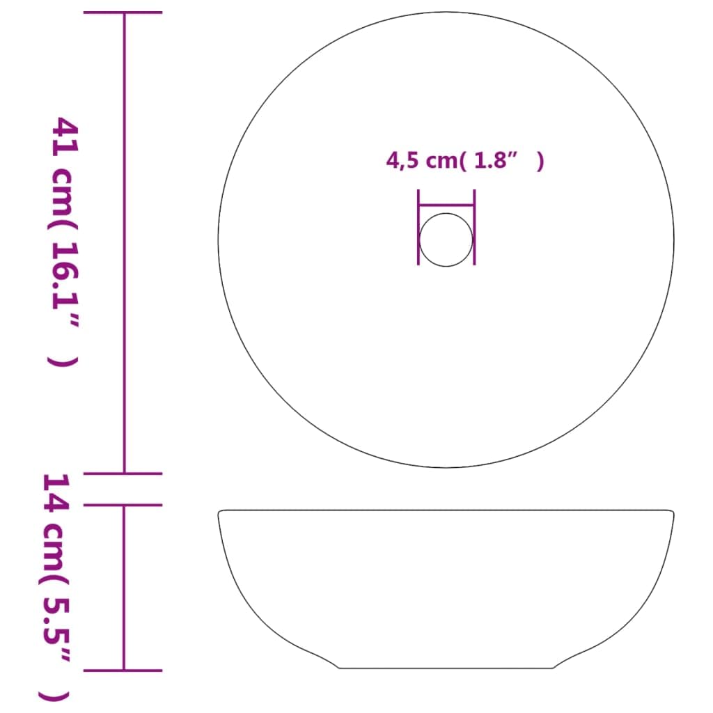 ShGaxin Lavabo sobre encimera Redondo cerámica Multicolor Φ41x14 cm, Fregadero, Lavabo Baño, Lavamanos Baño, Lavatorio Casa De Banho, Mueble Lavabo sobre Encimera - 155054