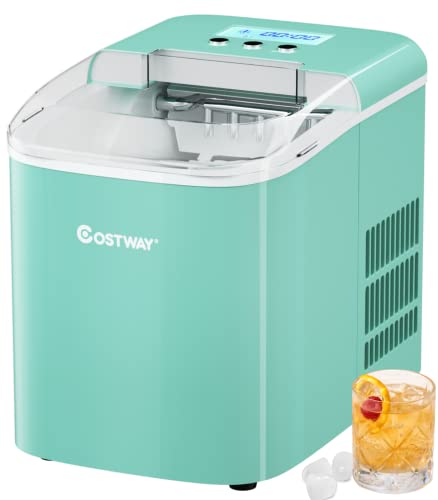 ARLIME Portable Ice Maker Machine, 26Lbs/24H Self-Cleaning Ice Maker, 9 Ice Cubes S/L Ready in 6 Mins, Small Cube Ice Maker with Ice Scoop and Basket, for Home/Kitchen/Office/Bar/RV(Green)