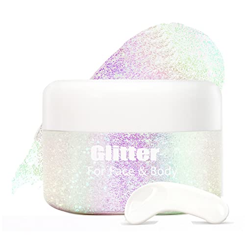 Körper Glitter Gel - Biologisch Abbaubares Gesicht Gel, Meerjungfrau Flüssiger Lidschatten, Feiner Glitter für Körper, Haar, Hochzeit Festival, 1.4 oz (#04)
