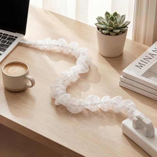 CrystalSylara 9 ft Decorative Fabric Cord Cover for Lamps Organza Fabric Cord Cover for Wires Fabrics Cable Sleeve TV Computer Phone Charger Lamps Home & Office Cable Management