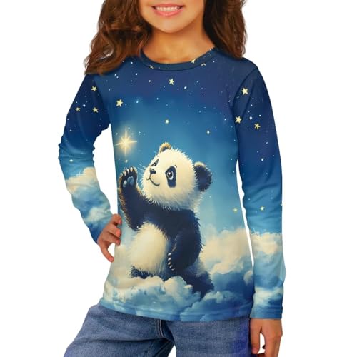 Image of Girls Long Sleeve Shirts Casual Crewneck Soft T-shirts for Girls 3-16 Years Old