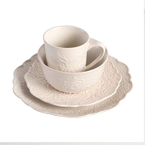 Gibson Elite Portina 16 Piece Dinnerware Set, Cream The Home Kitchen