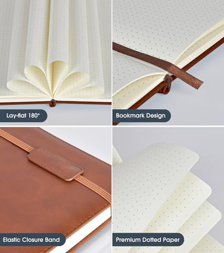 Cuaderno de puntos Biuwory con tapa dura de cuero y 160 páginas 4
