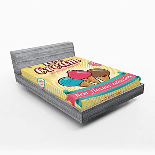 Lunarable Ice Cream Fitted Sheet King, Multicolor