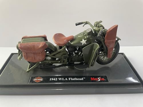 MAISTO 1/18 Moto Harley Davidson 1942 WLA Flathead - Verde...
