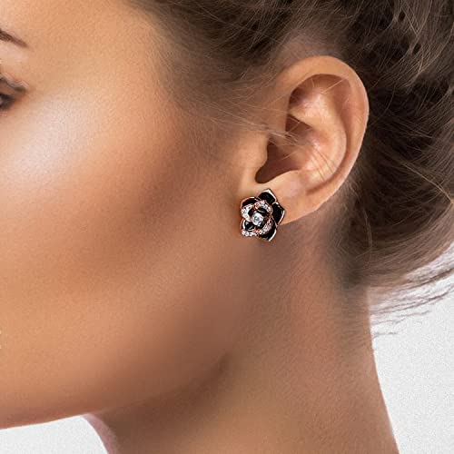 14K Gold Rose Flower Sterling Silver Stud Earrings For Women Dainty Rose Gold Pearl Earrings Hypoallergenic Earrings Cute Studs For Her Nickel Free2