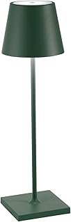Zafferano, Poldina Pro, Lámpara de Mesa Recargable e Inalámbrica con Control Táctil, También Adecuada como Lámpara de Exterior, Atenuador, 2200-3000 K, Altura 38 cm, Color Verde Oscuro