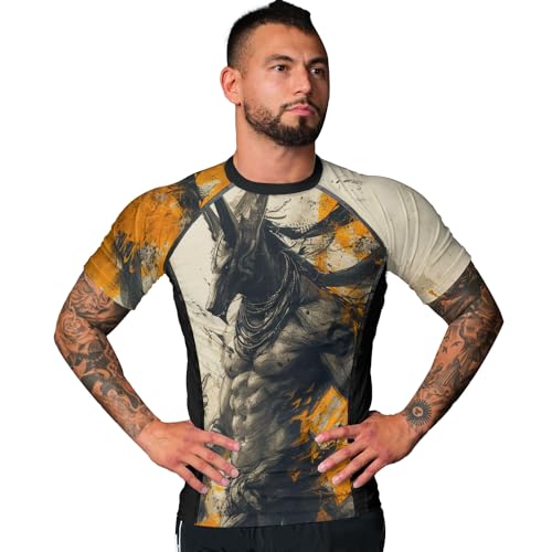 Compression Shirt 4-Way Stretch Construction, Jiu Jitsu Rash Guard Men Short Sleeve, Breathable Fabric4