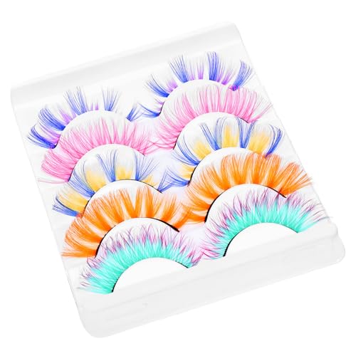 Beavorty 5 Pares Pestañas Postizas De Colores Falso Las Pestañas Postizas Besar Las Pestañas Rizar Las Pestañas Juego De Pestañas Postizas Pestañas Postizas Naturales De Imitación