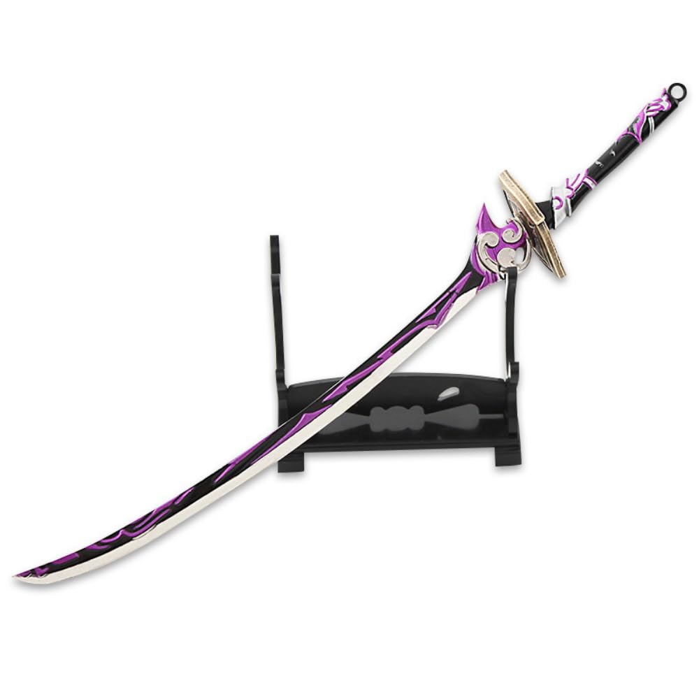 MayDeeEngulfing Lightning 3D Model Genshin Raiden Shogun Sword Keychain Raiden Shogun Cosplay Accessories Pendant 22cm