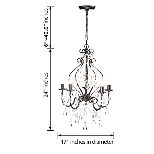 Jojospring Bethany 5-Light Iron And Crystal Candle Chandelier #TOP3