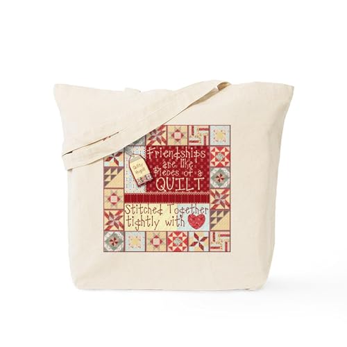 CafePress Friendships Are Like Quilts Tote Bag Reusable Natural Beige Canvas Shopping Bag