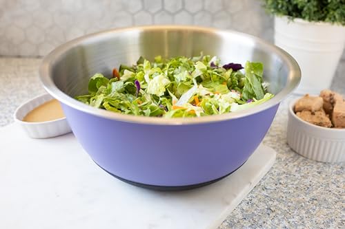 Image of Fox Run Stainless Steel Mixing Bowl, 6.25 Quart Purple Mixing Bowl