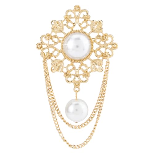 Broche vintage dorée perles pour cadeau anniversaire Noël et mariage