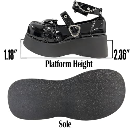 Y2K Grunge Gothic Kawaii Lolita Round Toe Platform Heels White Lace Heart Rivet Decor Mary Jane Shoes3