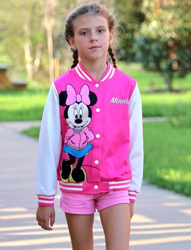 Disney Minnie Mickey Stitch Princess Frozen Elsa Marvel Jacket Lightweight Coat Button up Color Block Sweatshirt 2-14 Years2