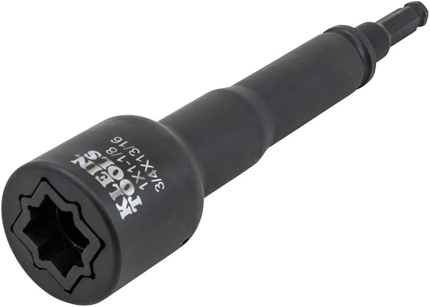 Klein Tools NRHD4 Impact Socket Set, 4-in-1 SAE Socket Wrench, 4 Point Sockets: 3/4, 13/16, 1, 1-1/8-Inch Sockets and 7/16-Inch Hex Adapter